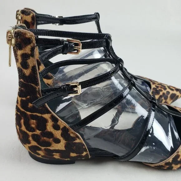 Marc Fisher Scoutly Cage Calf Hair Flats Womens 7.5 Leopard Print Pointed Toe - Picture 8 of 12